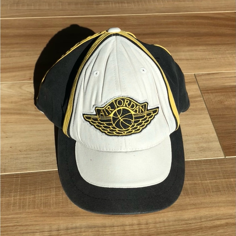 Air Jordan Wings Jumpman Hat Mens Yellow Black and White